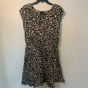 GAP black leopard print sleeveless casual flare skater jersey dress Size Large